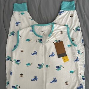 Kyte BABY Dragon Print Sleep Sack - White and Teal